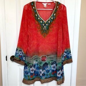 Lucky & Coco Women’s Lightweight Beaded Tunic Top